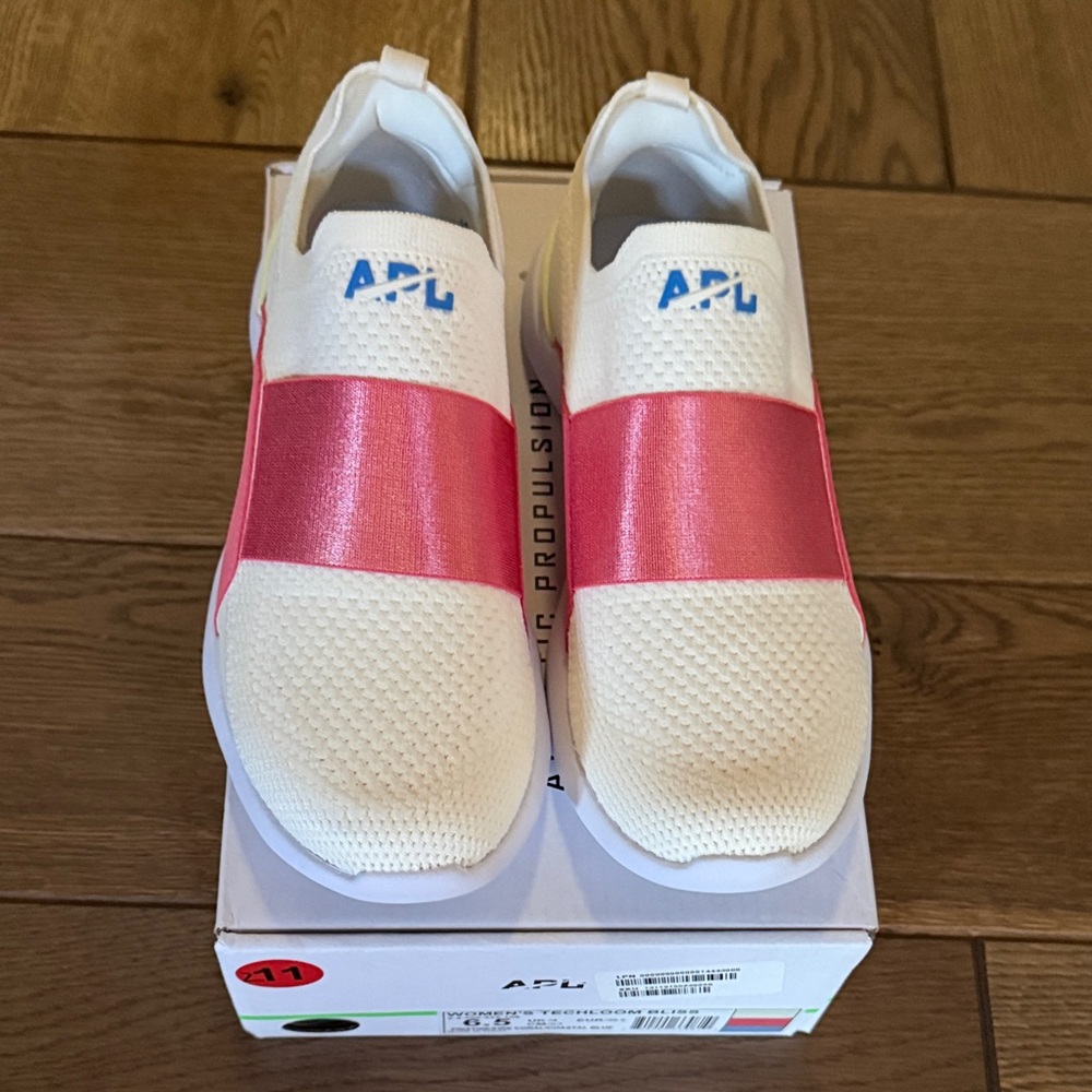 APL Tech-Loom Bliss Slip-On Sneakers in White and Pink Metallic